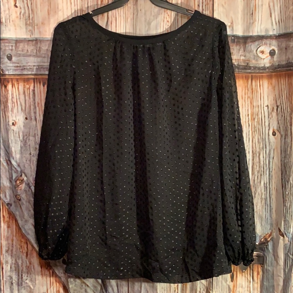 Liz Claiborne Black Sheer Shimmering Top Size 2X